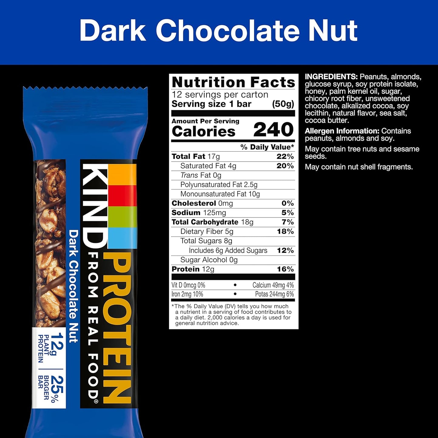 KIND Protein Snack Bar — 1.76 oz (50g) × 12 Bars