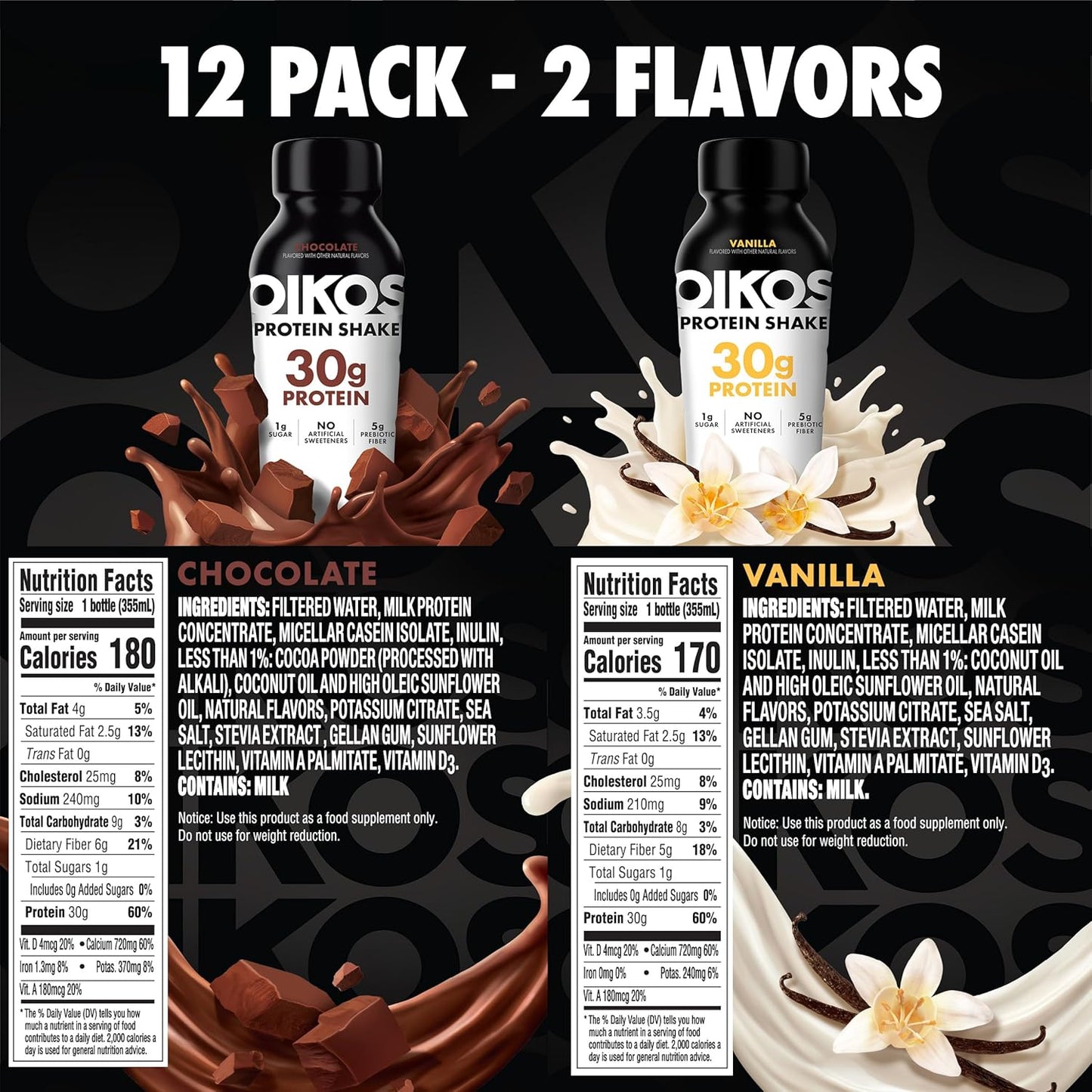 Oikos Protein Shake — 12 fl oz (355mL) × 12 Bottles