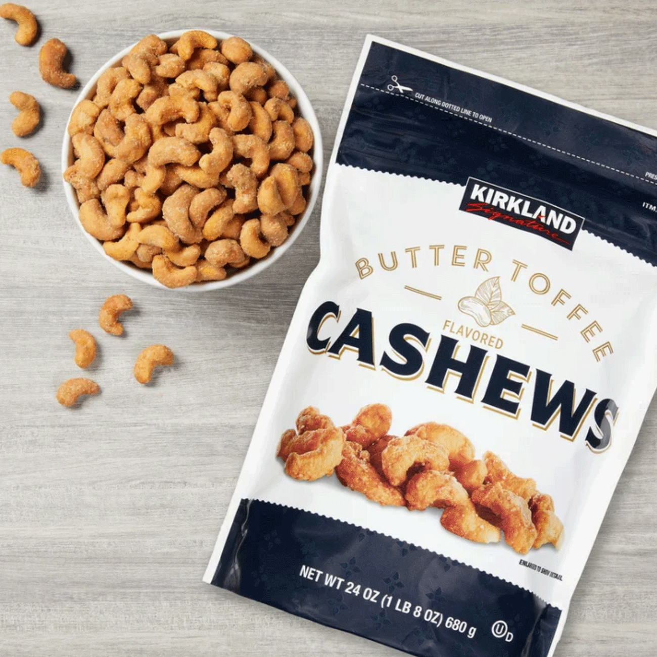 Kirkland Signature Butter Toffee Cashews - 24 oz (1 lb 8 oz) / (680 g)