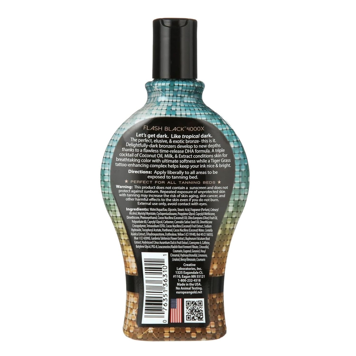 European Gold 플래시 블랙 4000X 태닝 로션 12oz (355 mL)