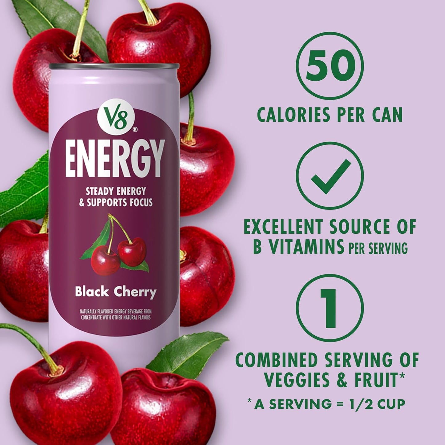 V8 +Energy Juice Drink — 8 fl oz (237mL) × 24 Cans