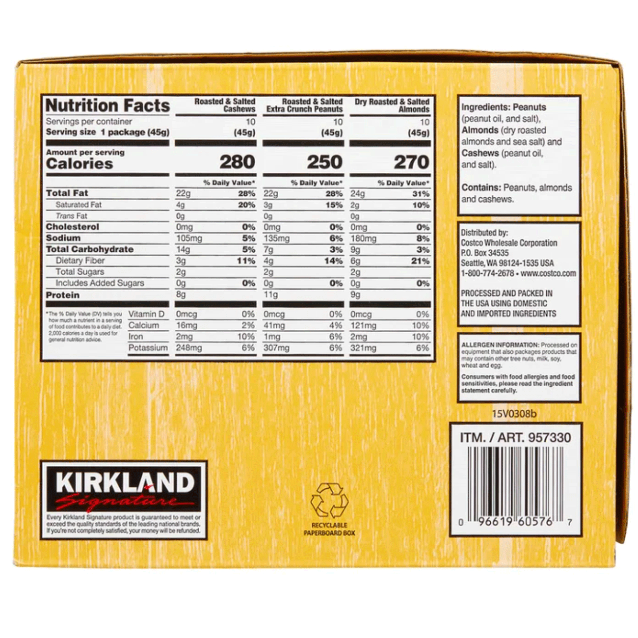 Kirkland Signature Variety Snacking Nuts, 1.6 oz (45 g) x 30 Bags