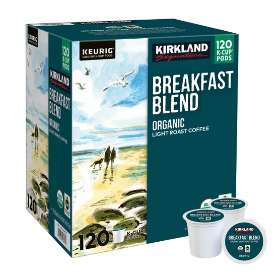 Kirkland Signature Coffee Organic Breakfast Blend K-Cup Pod - 120 K-Cup Pods