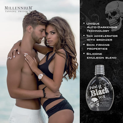 Millennium Tanning 밀레니엄 태닝 페인트 잇 블랙 50X — 입문용 이중 브론저 로션