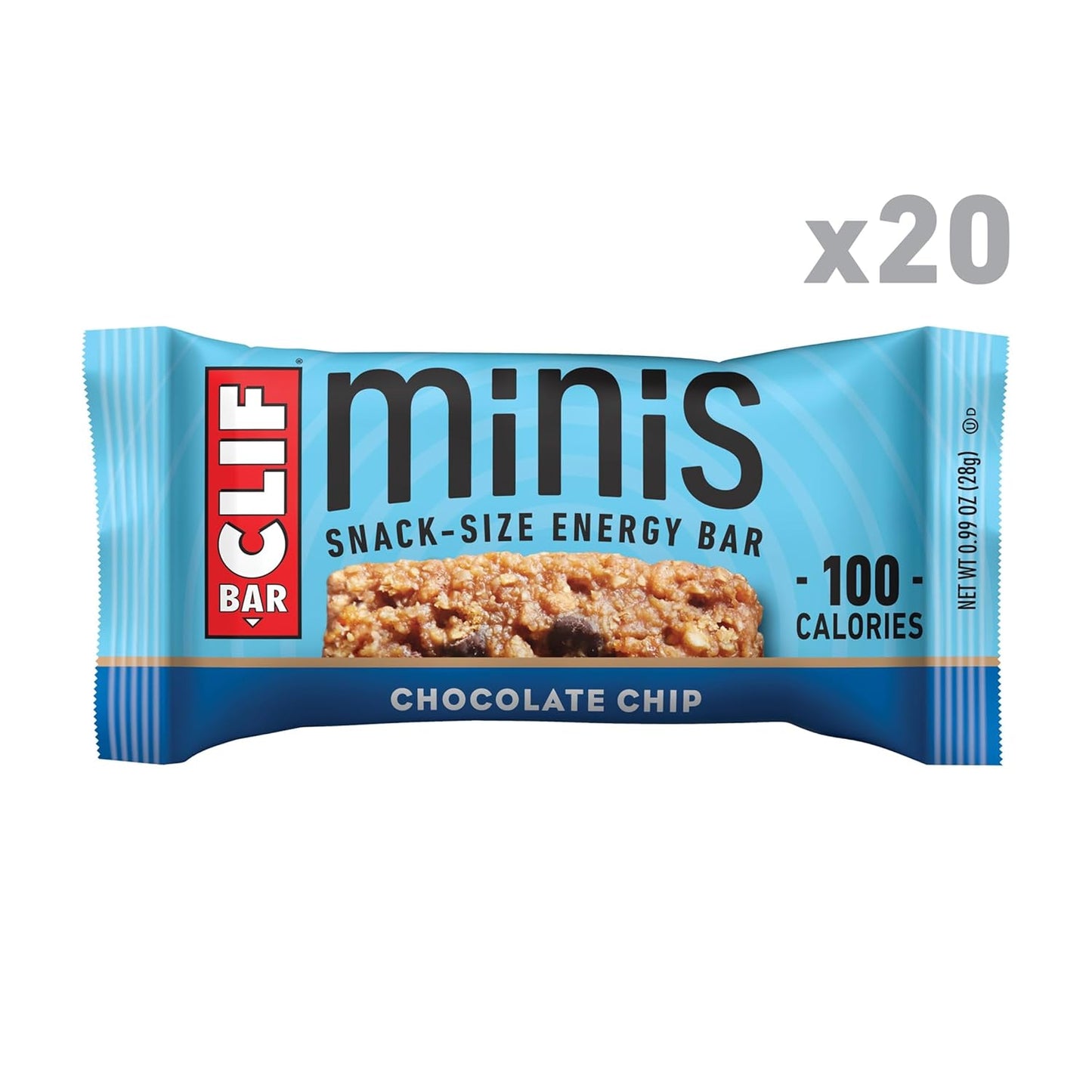 CLIF BAR Minis — Chocolate Chip, 0.99 oz (28g) × 20 Bars