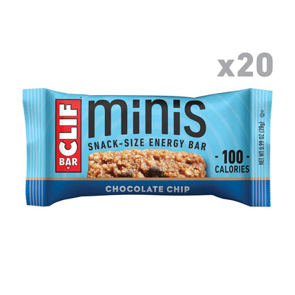 CLIF BAR Minis — Chocolate Chip, 0.99 oz (28g) × 20 Bars