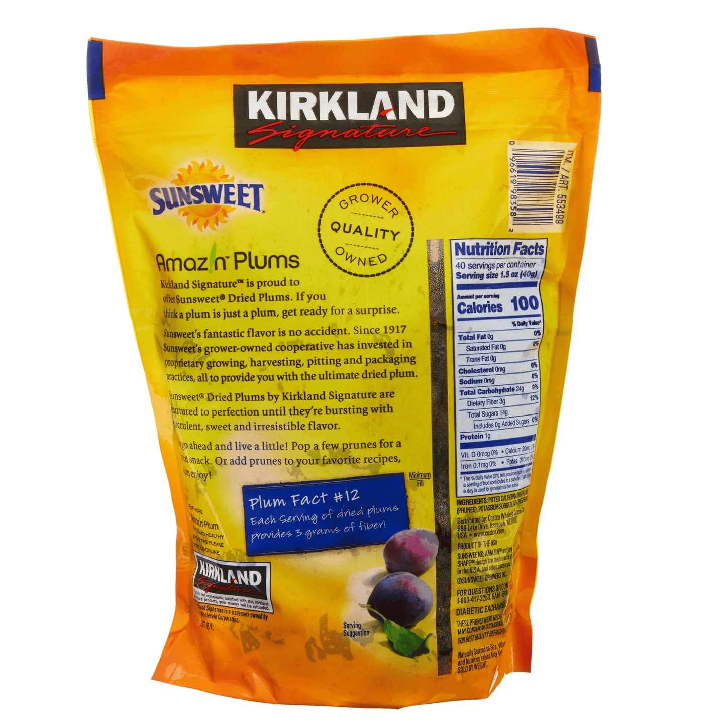 Kirkland Signature, Sunsweet Whole Dried Plums - 3.5 lbs / (1.59 kg)
