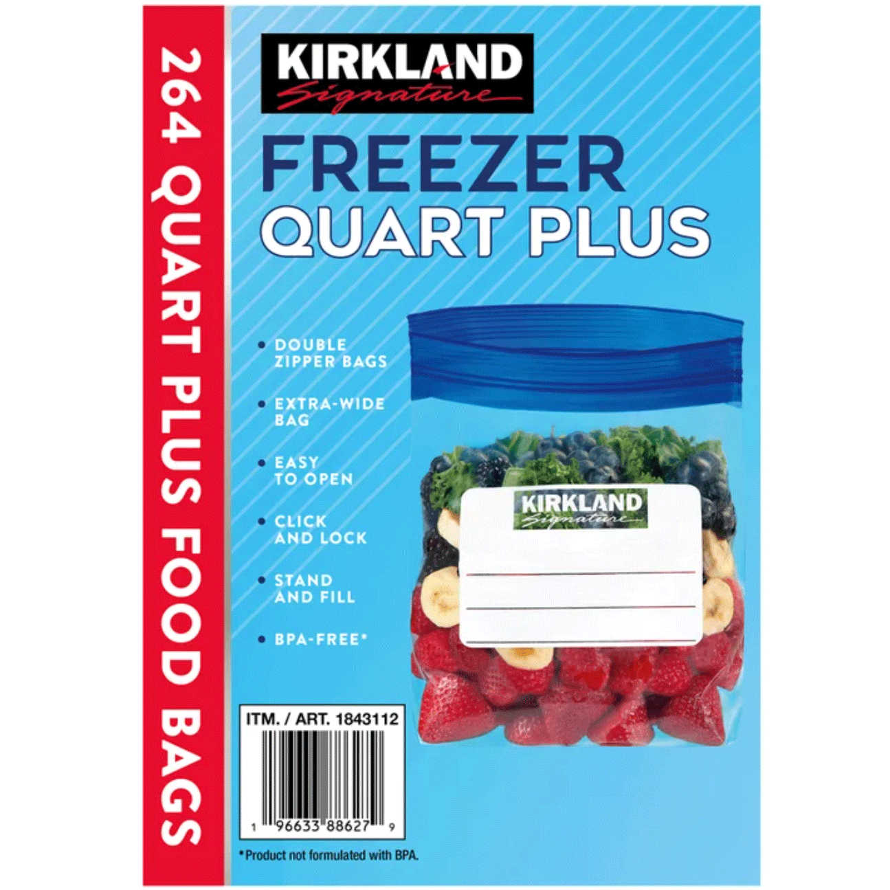Kirkland Signature Freezer Quart Plus Bags - 264 Bags