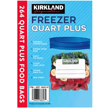 Kirkland Signature Freezer Quart Plus Bags - 264 Bags