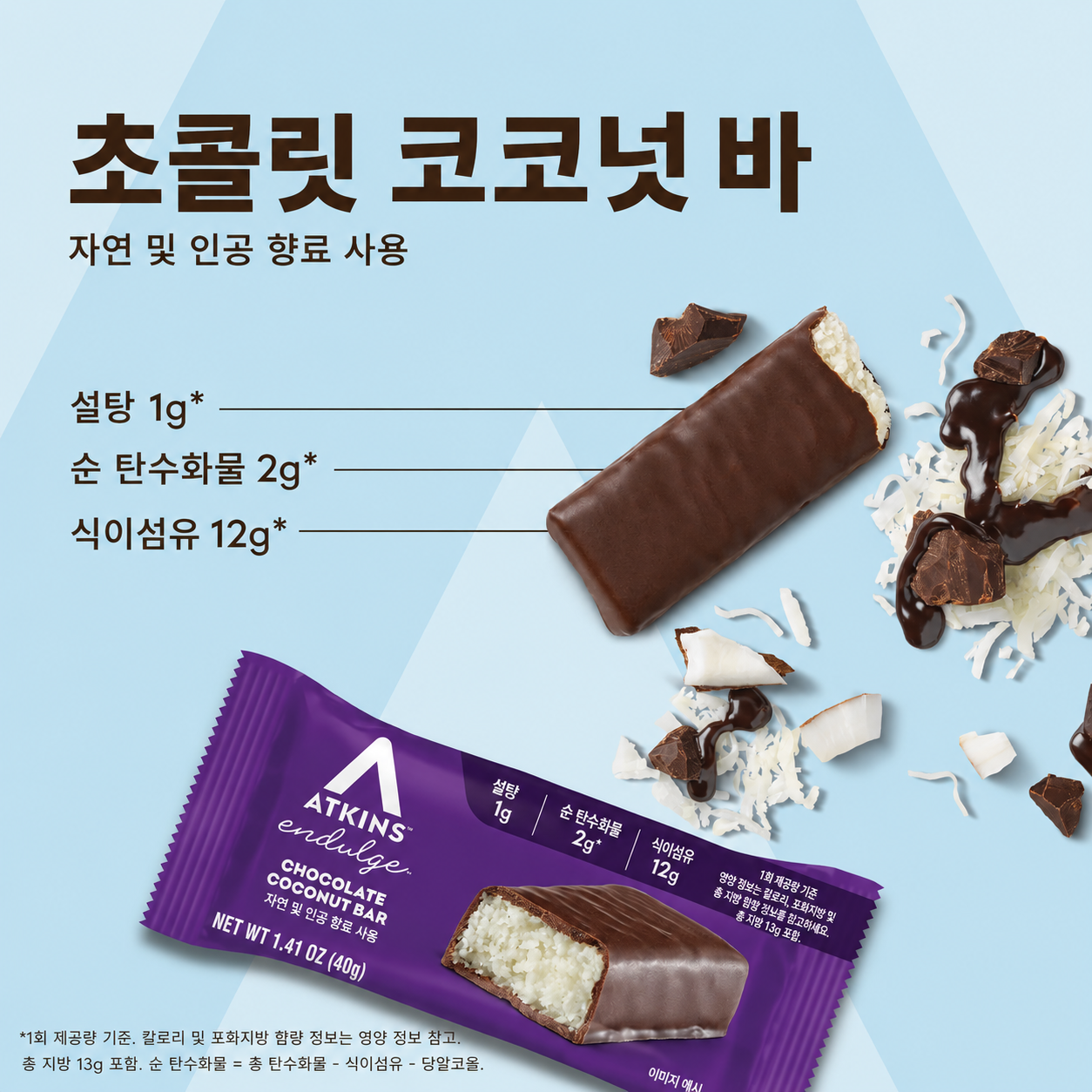 Atkins Endulge Snack Bar — Chocolate Coconut, 1.41 oz (40g) × 16 Bars