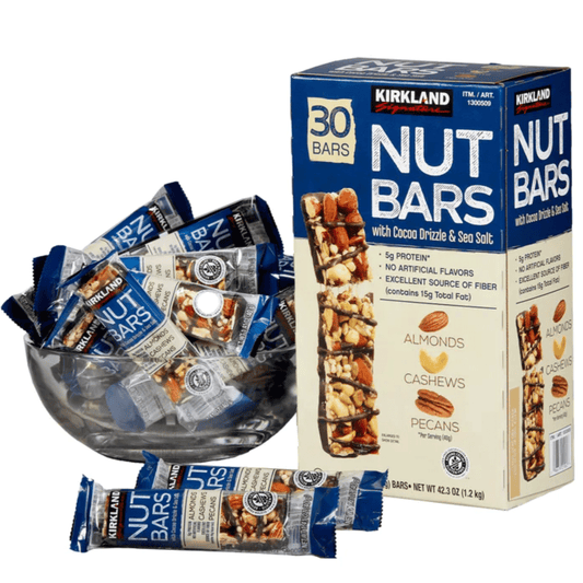 Kirkland Signature 커클랜드 시그니처 코코아 드리즐 & 천일염 너트 바 - 1.41 oz (40 g) - 30 Bars