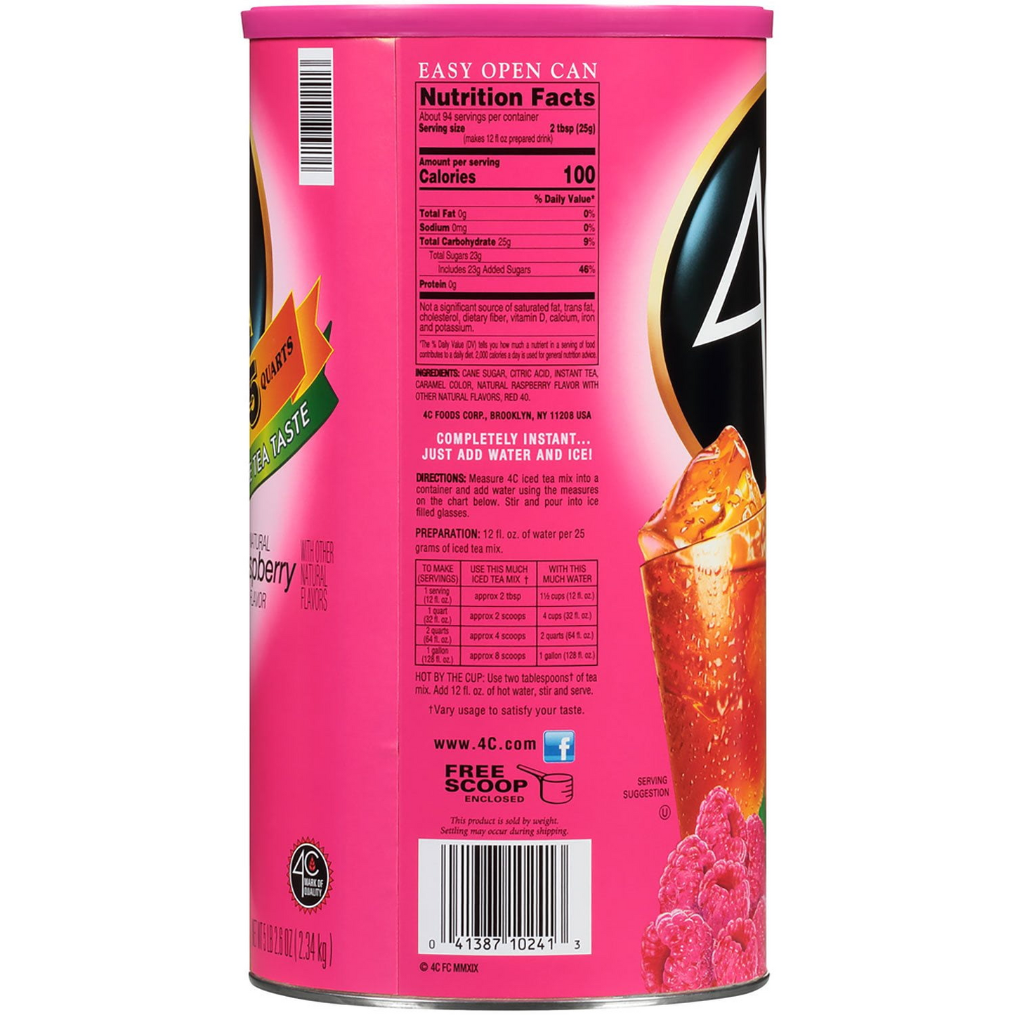 4C Raspberry Iced Tea Mix - 82.6 oz (2342g)