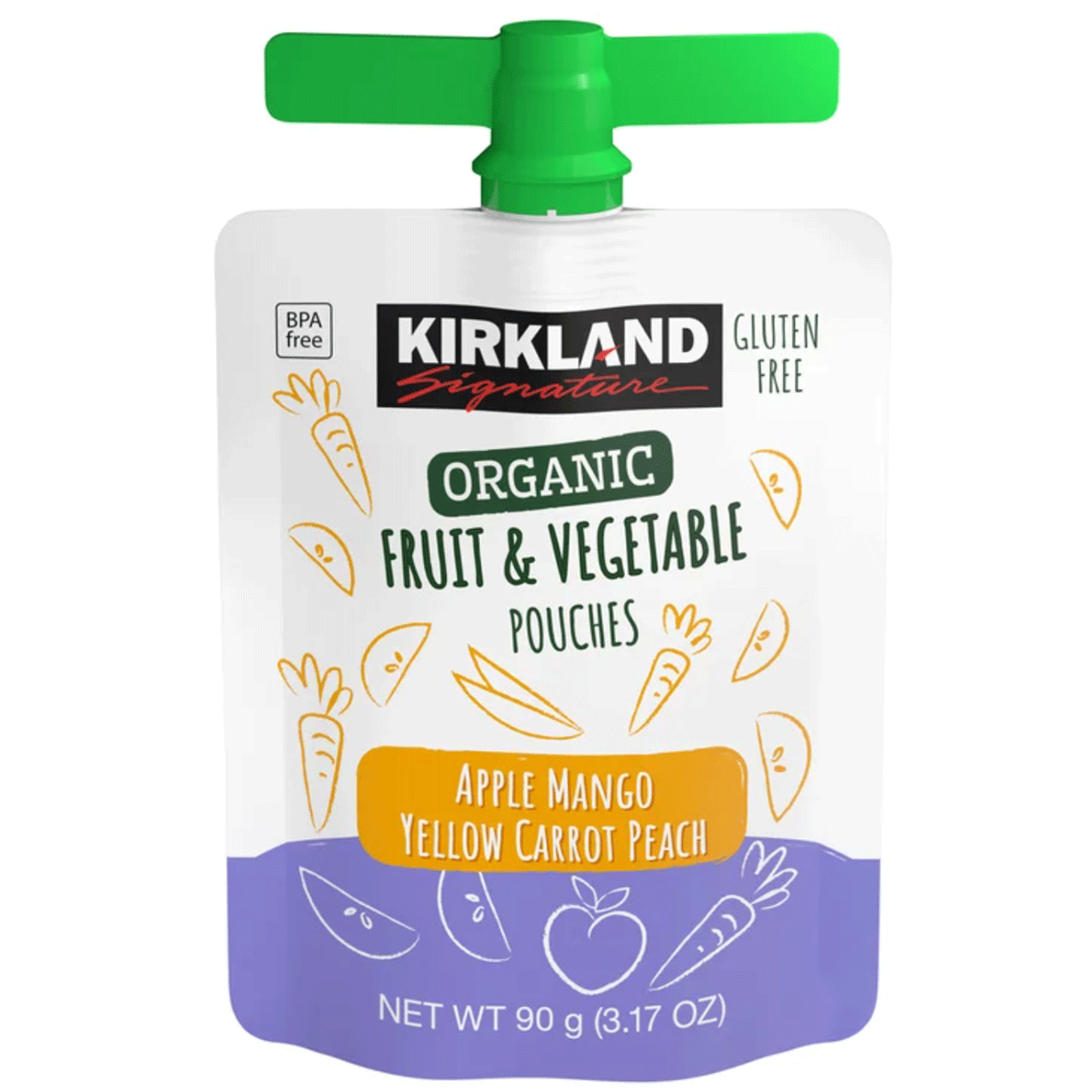 Kirkland Signature, Organic Fruit and Vegetable Pouches, Variety Pack - 3.17 oz (90 g) - 24 Pouches