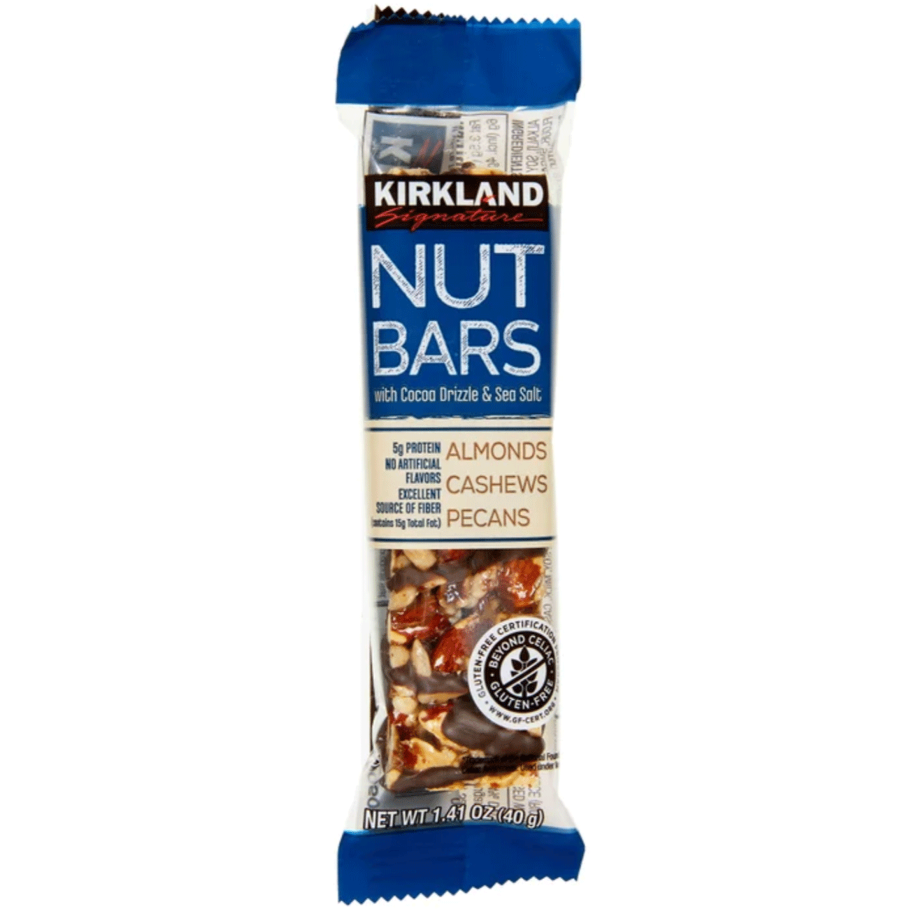 Kirkland Signature 커클랜드 시그니처 코코아 드리즐 & 천일염 너트 바 - 1.41 oz (40 g) - 30 Bars