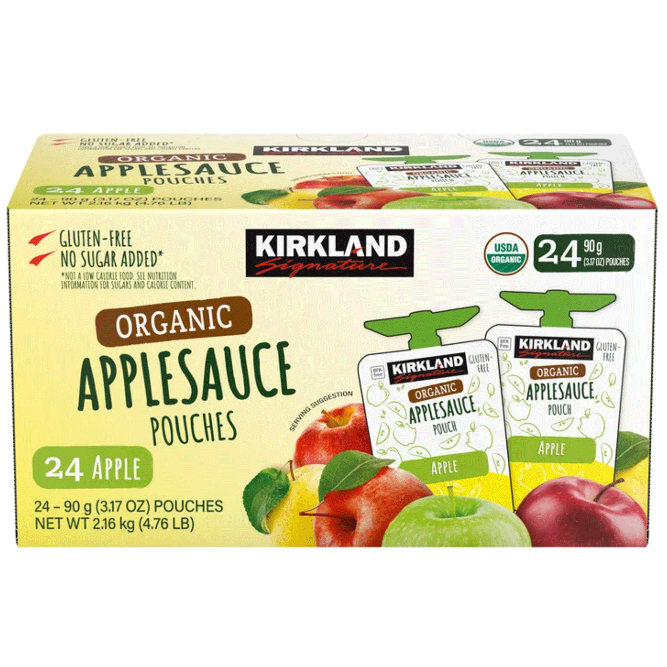Kirkland Signature, Organic Applesauce - 3.17 oz (90 g) - 24 Pouches