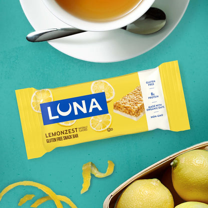 LUNA Bar Whole Nutrition Snack Bar — LemonZest, 1.69 oz (48g) × 12 Bars