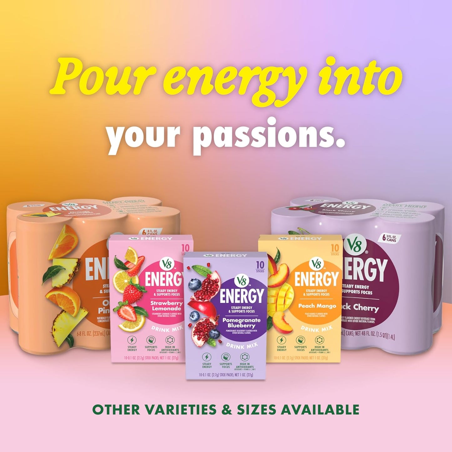 V8 +Energy Juice Drink — 8 fl oz (237mL) × 24 Cans