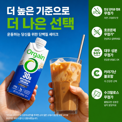 Orgain 30g High Protein Shake — 11 fl oz (325mL) × 12 Bottles