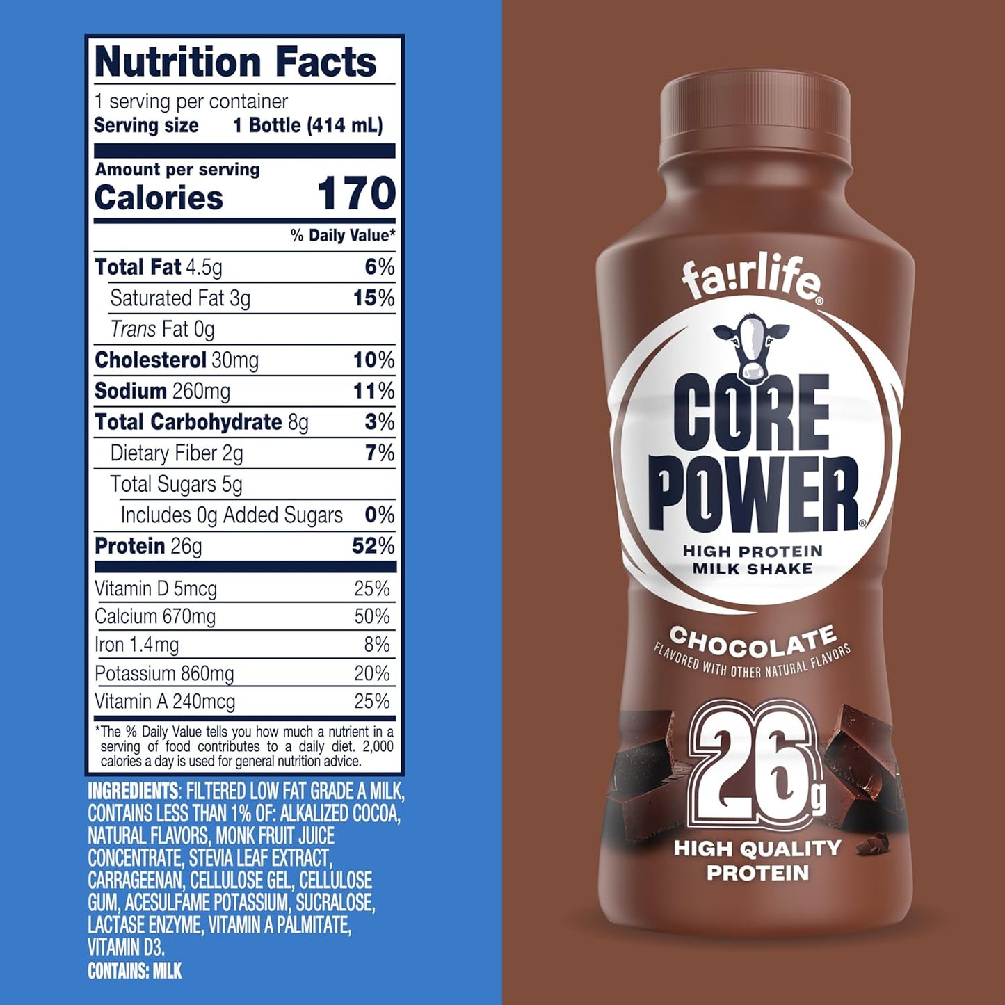 Core Power Protein Shake — 14 fl oz (414mL) × 12 Bottles