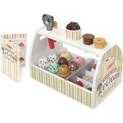 Melissa & Doug Wooden Scoop & Serve Ice Cream Counter