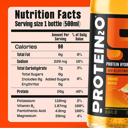 Protein2o 20g Whey Protein Infused Water — 16.9 fl oz (500mL) × 12 Bottles
