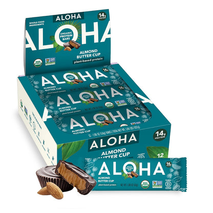 ALOHA 알로하 유기농 식물성 프로틴 바 — 56g (1.98 oz) × 12바