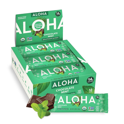 ALOHA 알로하 유기농 식물성 프로틴 바 — 56g (1.98 oz) × 12바