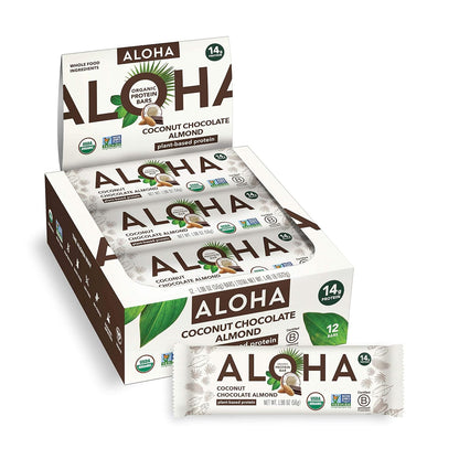 ALOHA 알로하 유기농 식물성 프로틴 바 — 56g (1.98 oz) × 12바
