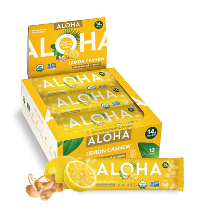 ALOHA 알로하 유기농 식물성 프로틴 바 — 56g (1.98 oz) × 12바