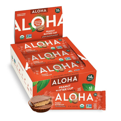 ALOHA 알로하 유기농 식물성 프로틴 바 — 56g (1.98 oz) × 12바