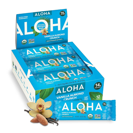 ALOHA 알로하 유기농 식물성 프로틴 바 — 56g (1.98 oz) × 12바