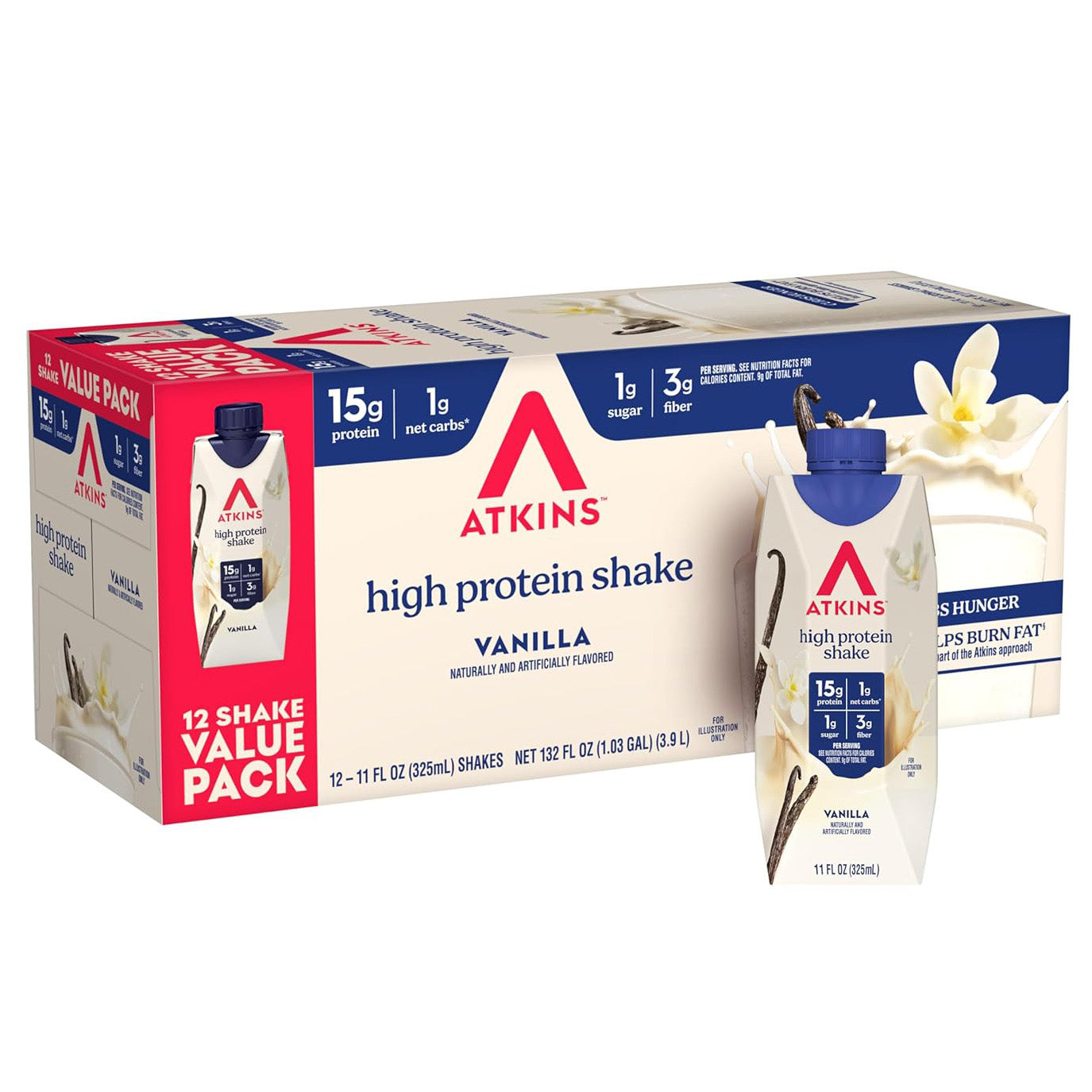 Atkins High Protein Shake — 11 fl oz (325mL) × 12 Bottles