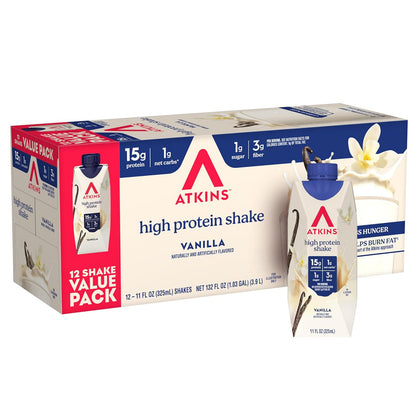 Atkins High Protein Shake — 11 fl oz (325mL) × 12 Bottles