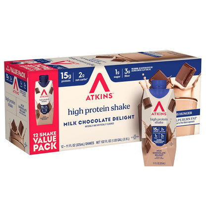 Atkins High Protein Shake — 11 fl oz (325mL) × 12 Bottles