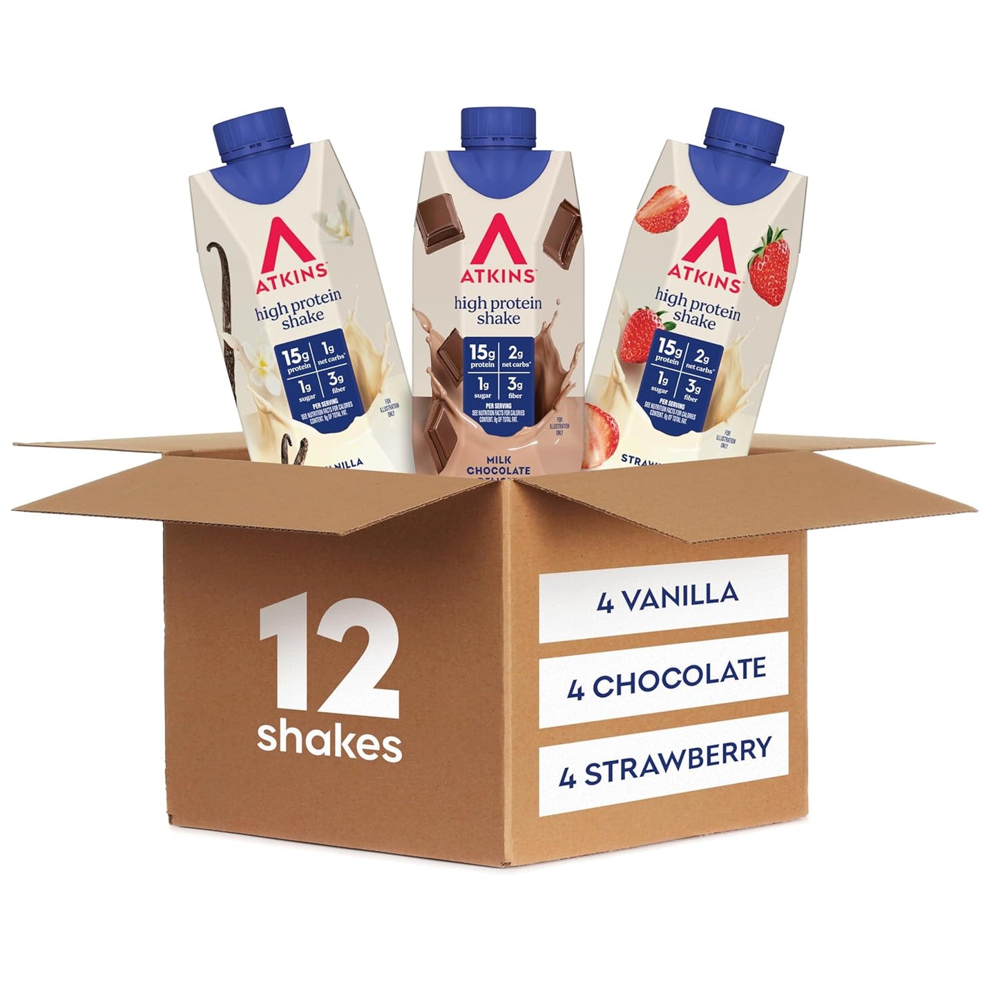 Atkins High Protein Shake — 11 fl oz (325mL) × 12 Bottles
