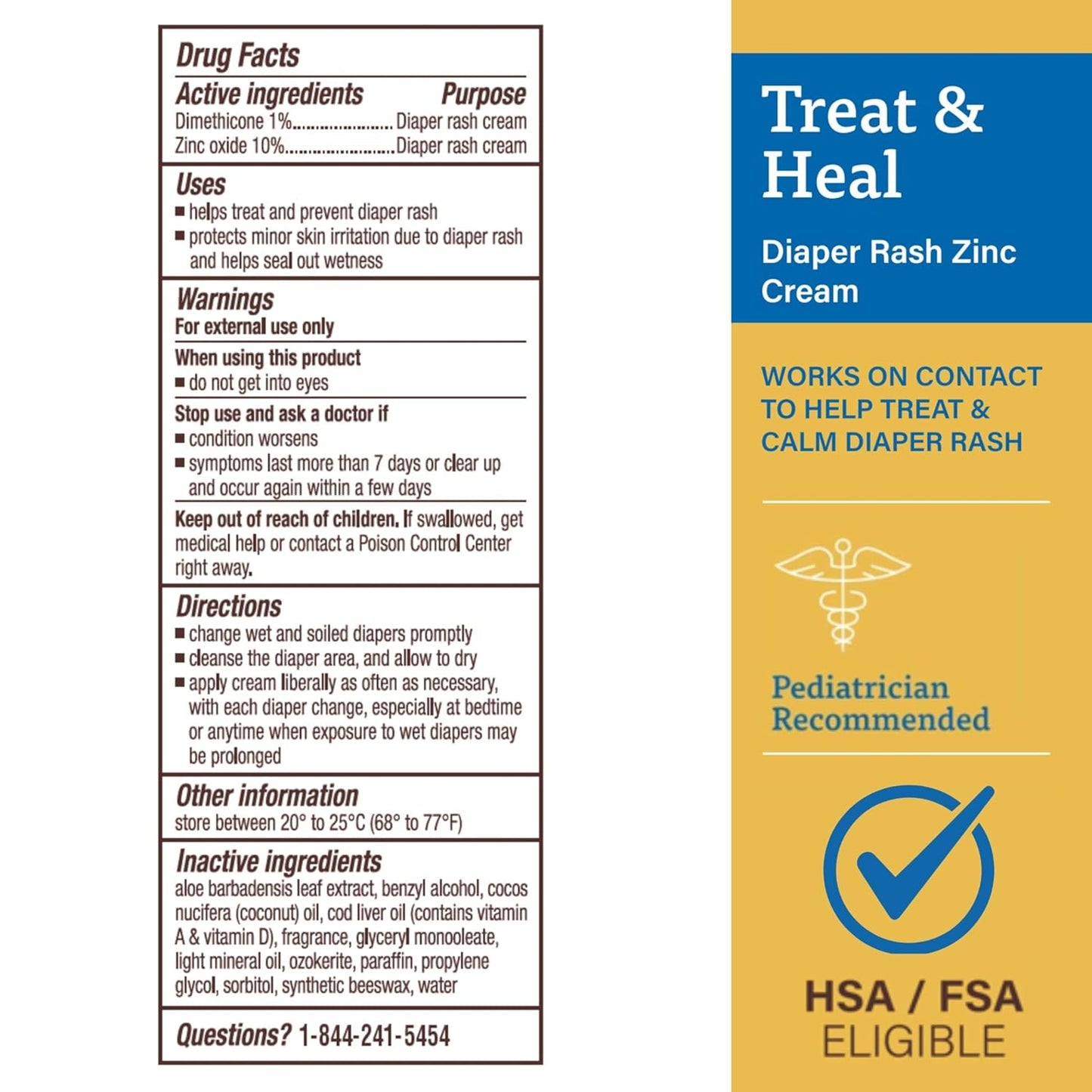 A+D Zinc Oxide Diaper Rash Cream — 10% Zinc Oxide, Fragrance-Free