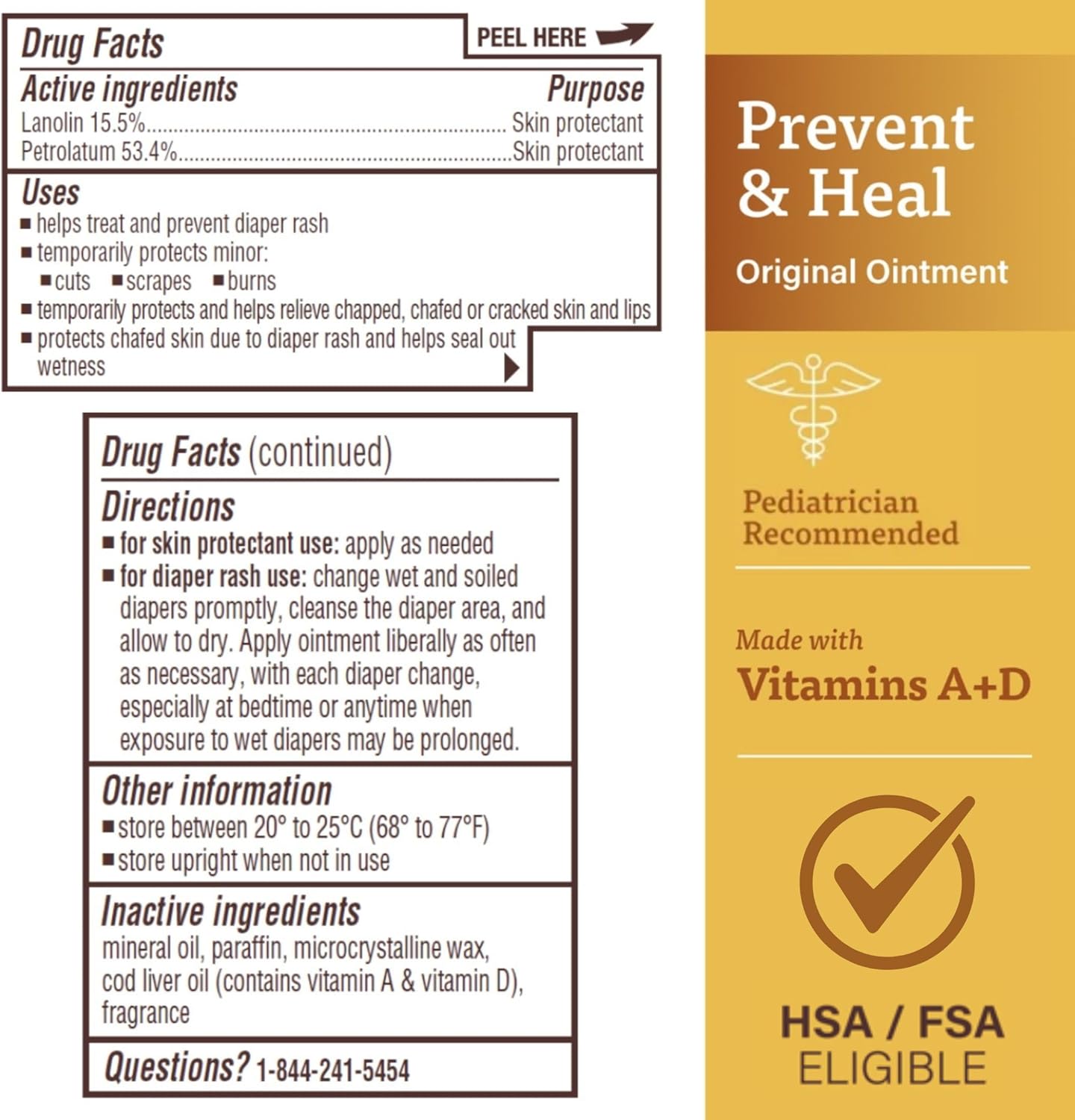 A+D Original Diaper Rash Ointment — Petrolatum & Lanolin Protectant