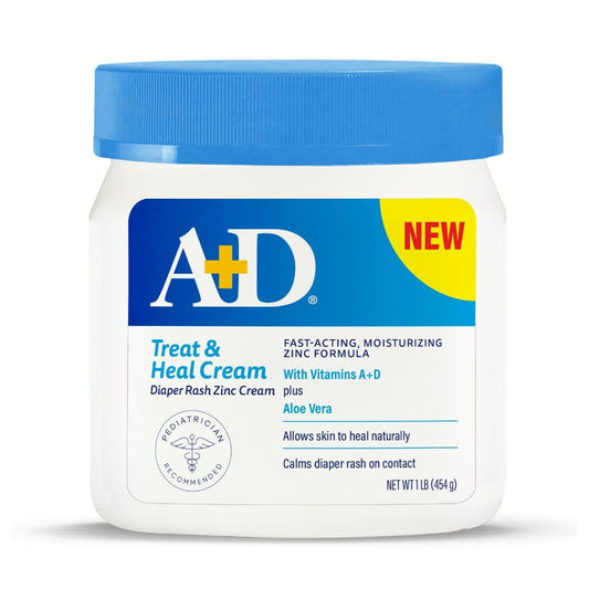 A+D Treat + Heal Diaper Rash Cream — 10% Zinc Oxide with Aloe Vera
