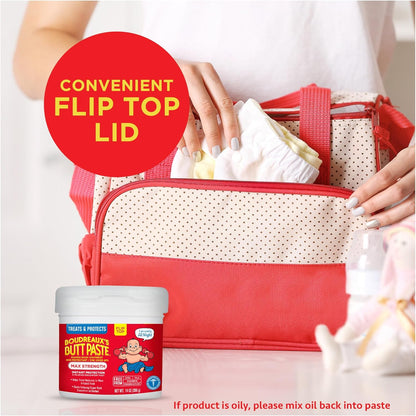 Boudreaux's Butt Paste Max Strength — 40% Zinc Oxide Diaper Rash Paste