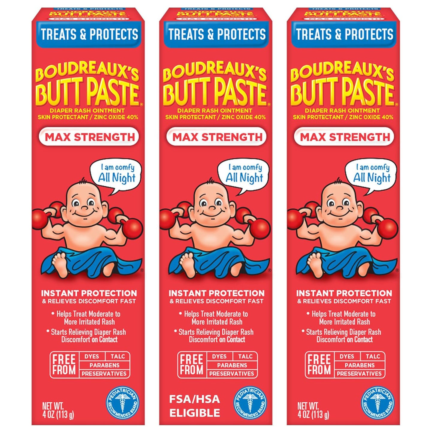 Boudreaux's Butt Paste Max Strength — 40% Zinc Oxide Diaper Rash Paste