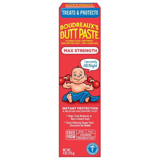 Boudreaux's Butt Paste Max Strength — 40% Zinc Oxide Diaper Rash Paste