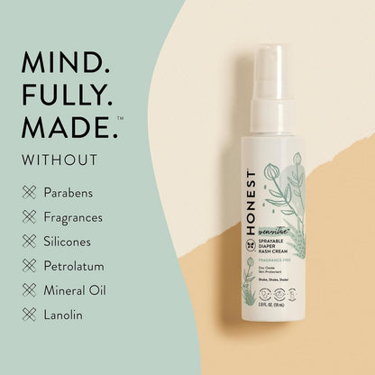 The Honest Company Diaper Rash Spray — Zinc Oxide, No-Touch