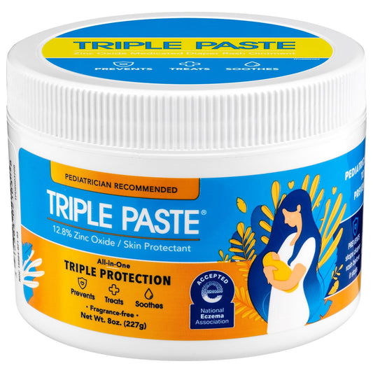 Triple Paste Diaper Rash Cream — 12.8% Zinc Oxide, Hypoallergenic
