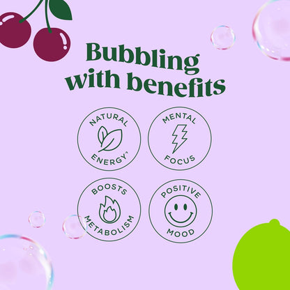 Bloom Nutrition Sparkling Energy Drink (Cherry Lime) — 12 fl oz (355mL) × 12 Cans