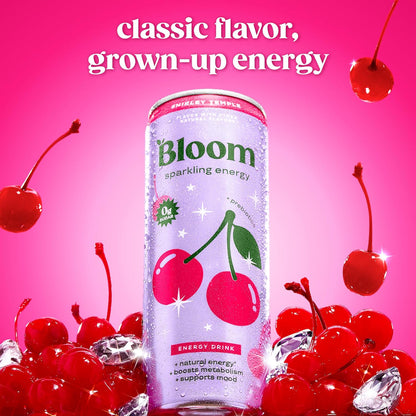 Bloom Nutrition Sparkling Energy Drink (Shirley Temple) — 12 fl oz (355mL) × 12 Cans