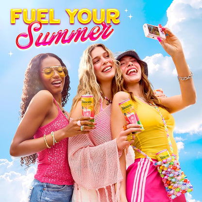Bloom Nutrition Sparkling Energy Drink (Summer Splash) — 12 fl oz (355mL) × 12 Cans
