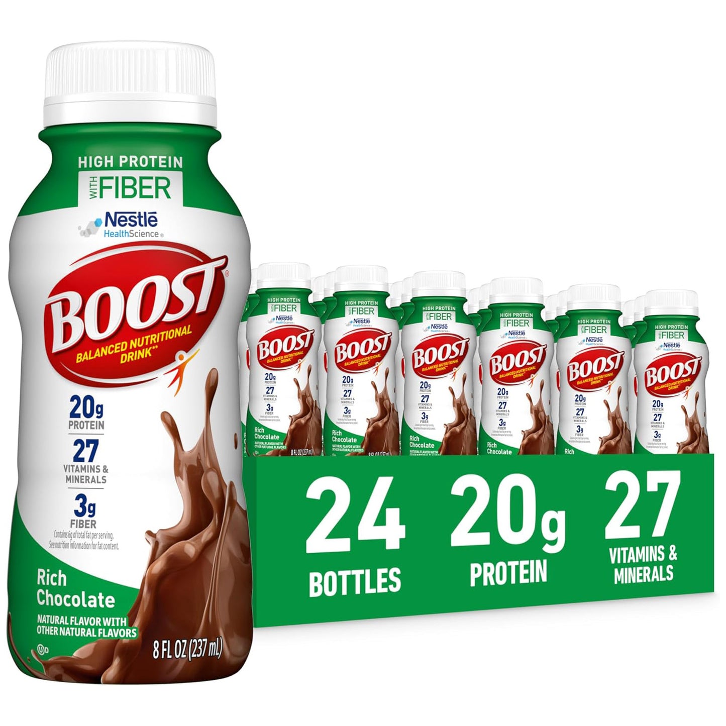 BOOST High Protein with Fiber Drink — 8 fl oz (237mL) × 24 Bottles