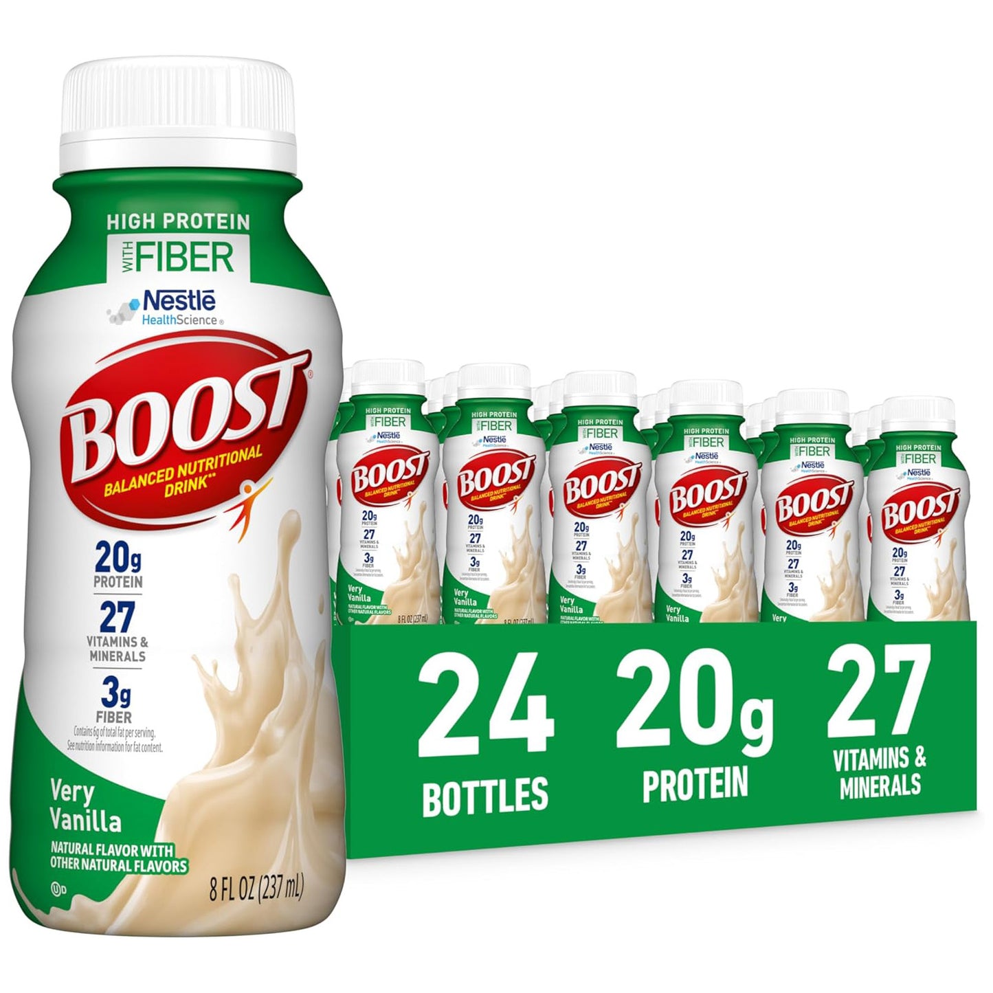BOOST High Protein with Fiber Drink — 8 fl oz (237mL) × 24 Bottles