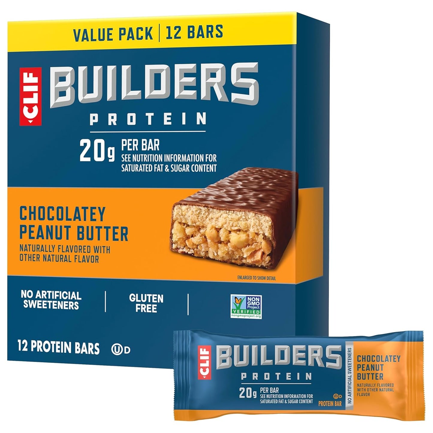 CLIF BUILDERS Protein Bar — 2.4 oz (68g) × 12 Bars