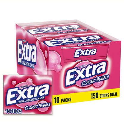 Extra Gum — 15 Sticks × 10 Packs (150 Total Pieces)